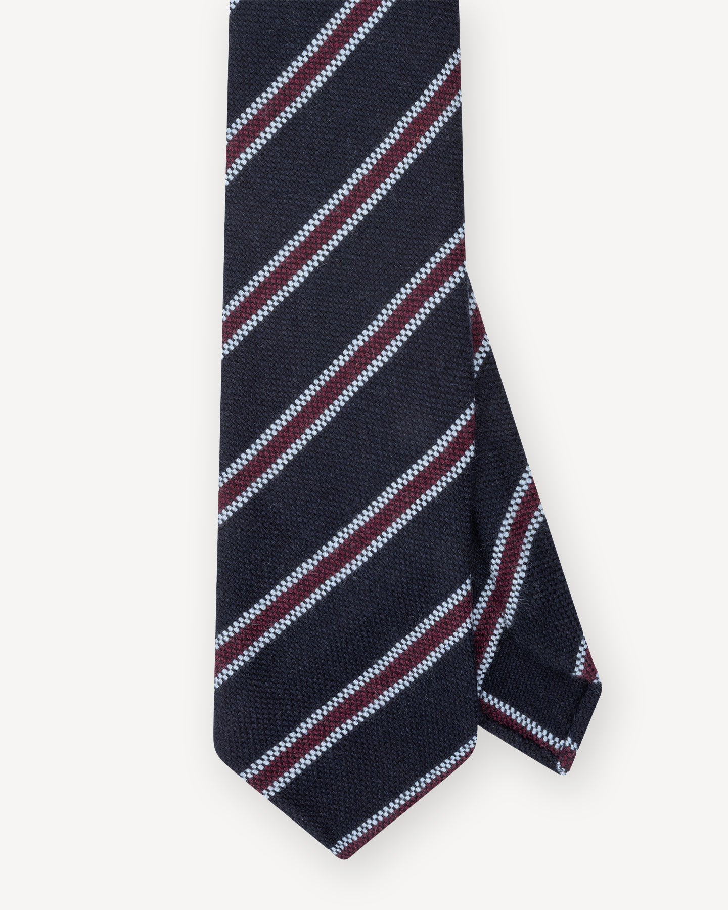 Navy Burgundy Stripe Cashmere Wool Tie