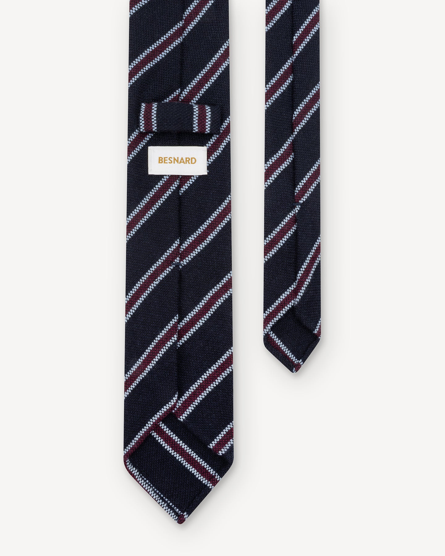 Navy Burgundy Stripe Cashmere Wool Tie