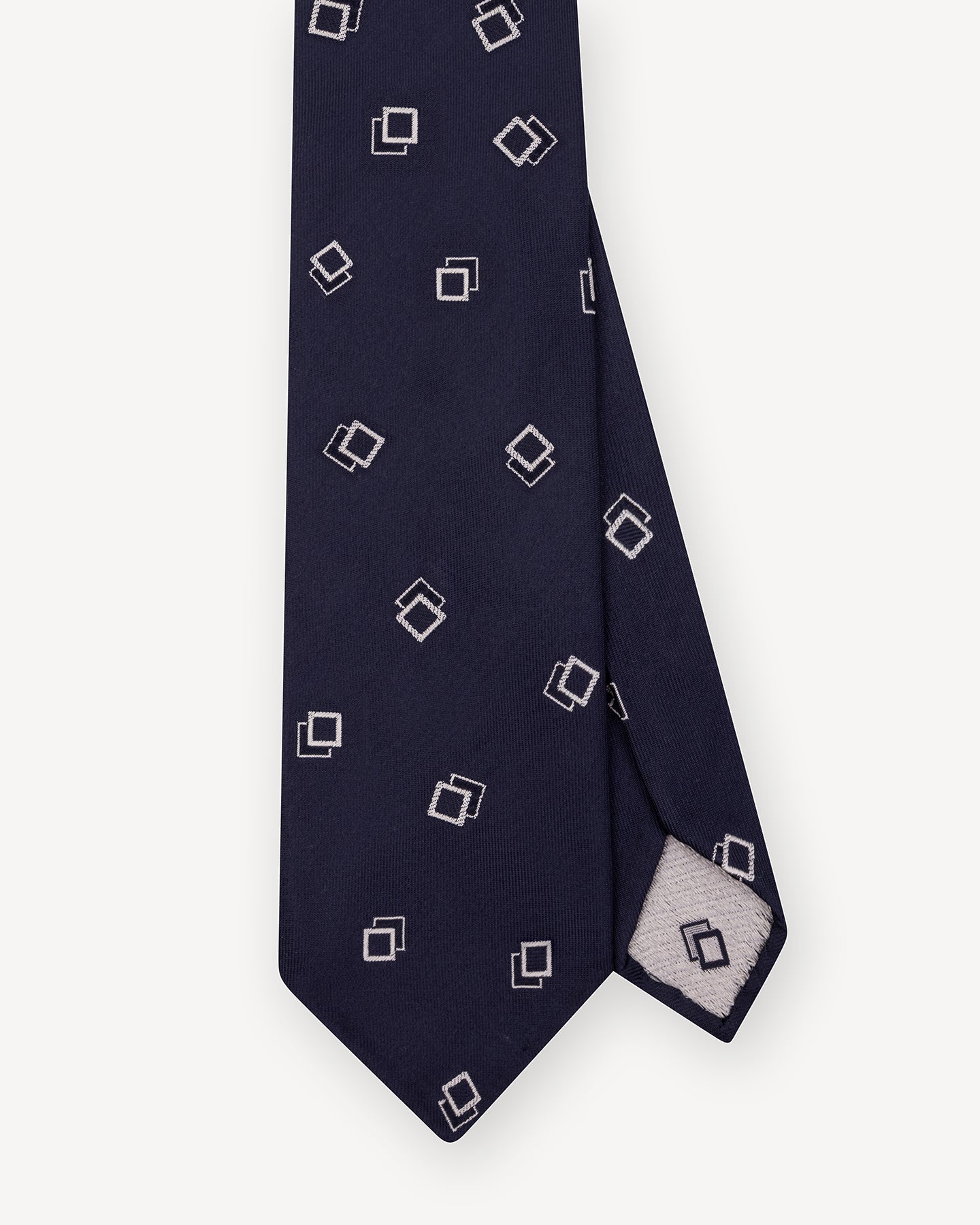 Navy Geometric Squares Silk Tie