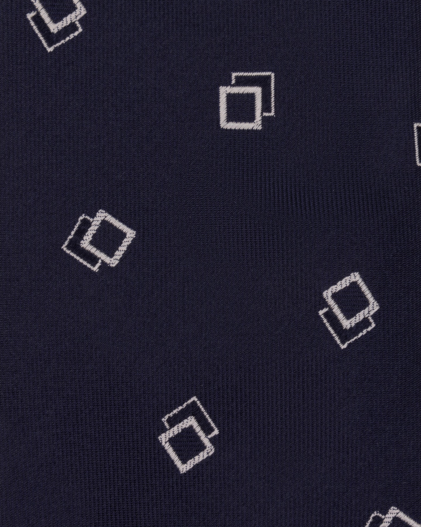 Navy Geometric Squares Jacquard silk fabric
