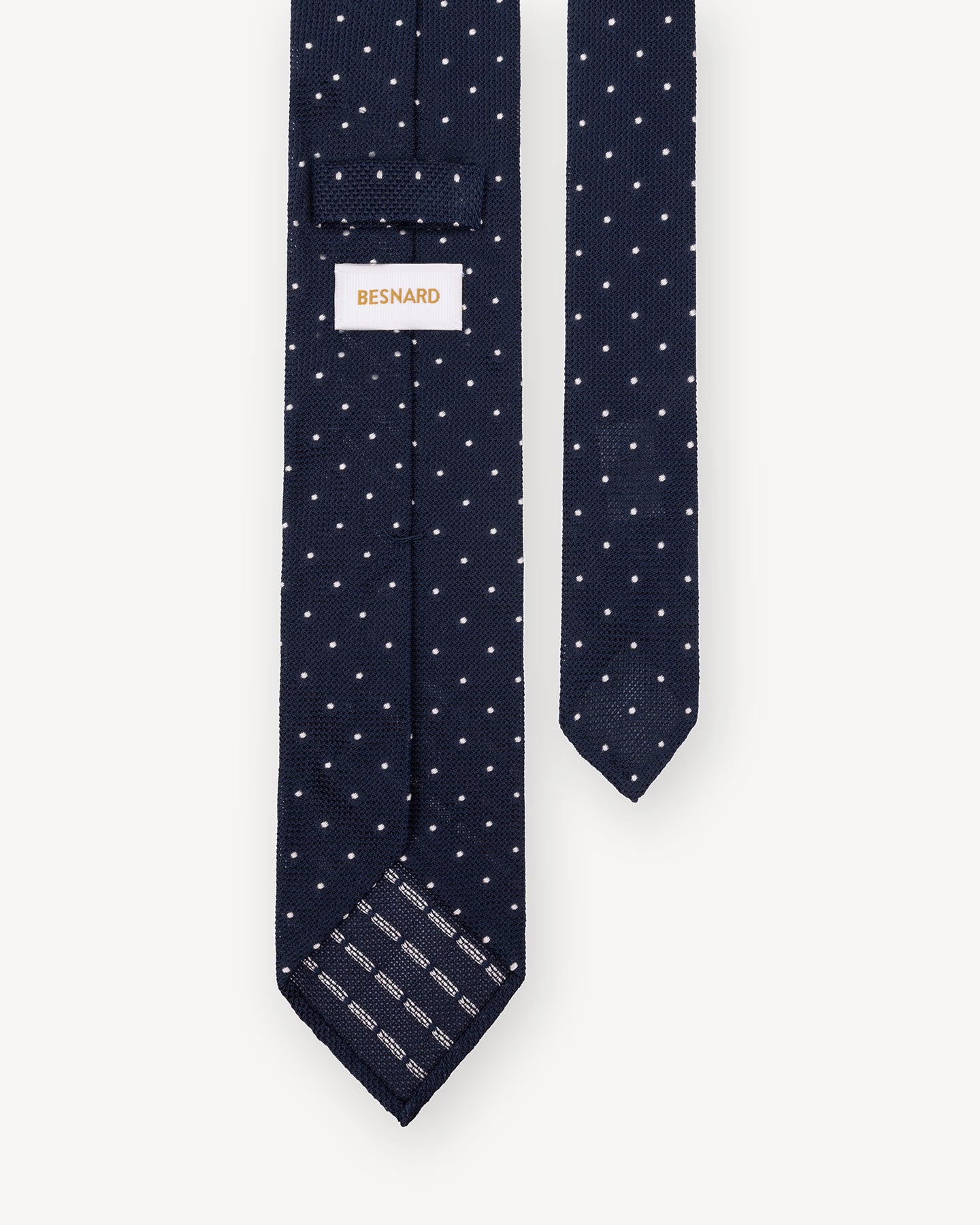 Navy White Small Polka Dot Grenadine Tie with hand-rolled blades