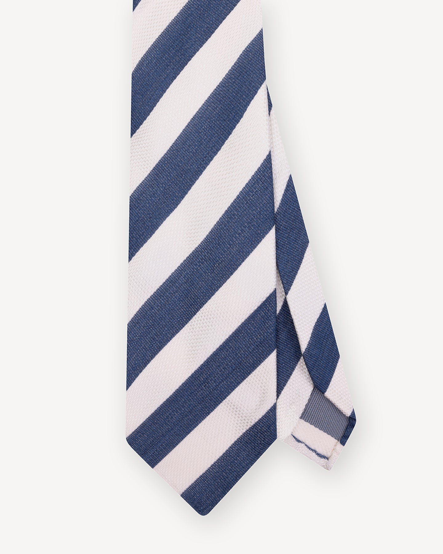 Navy and White Stripe Silk Tie
