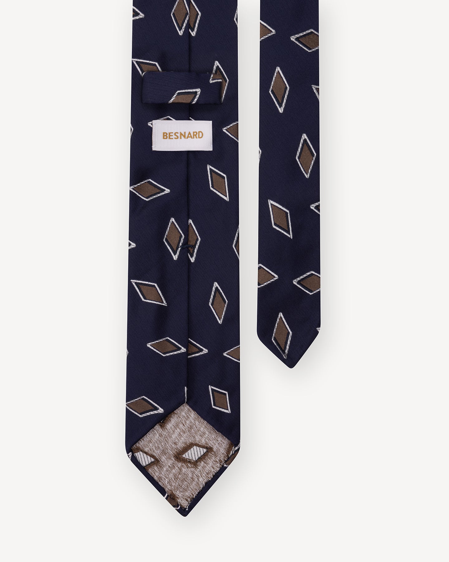 Navy and Brown Diamond Jacquard Silk Tie