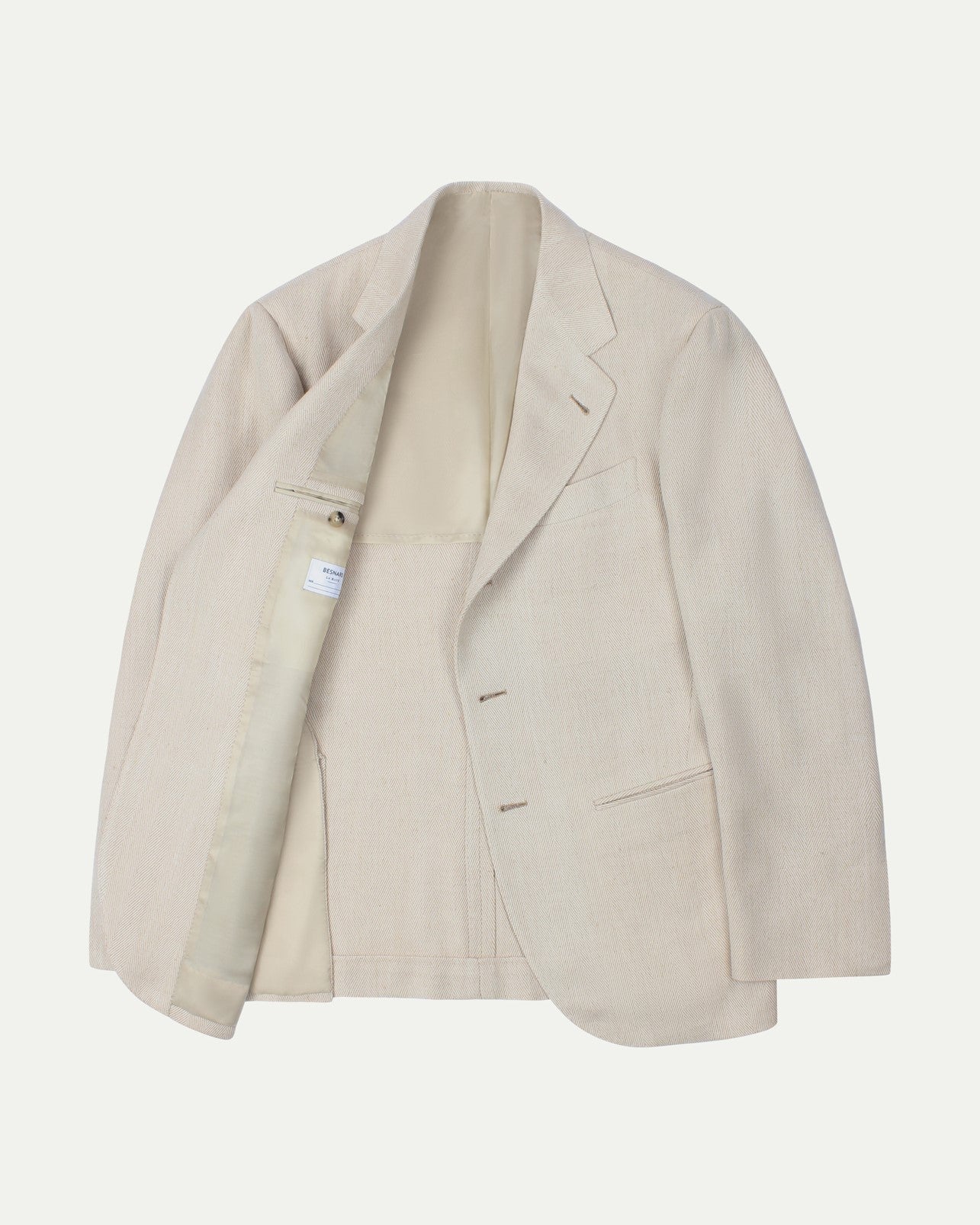 Made-To-Order Sport Coat Beige Herringbone Silk