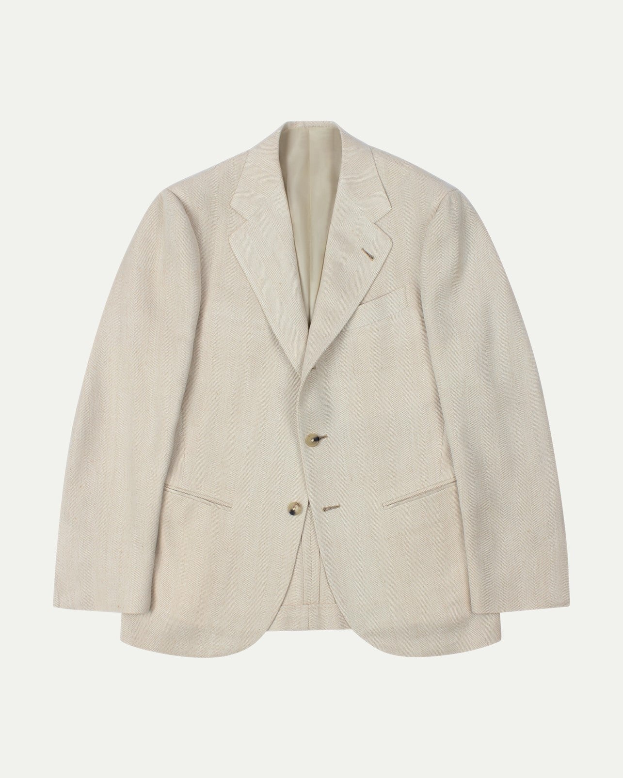 Made-To-Order Sport Coat Beige Herringbone Silk