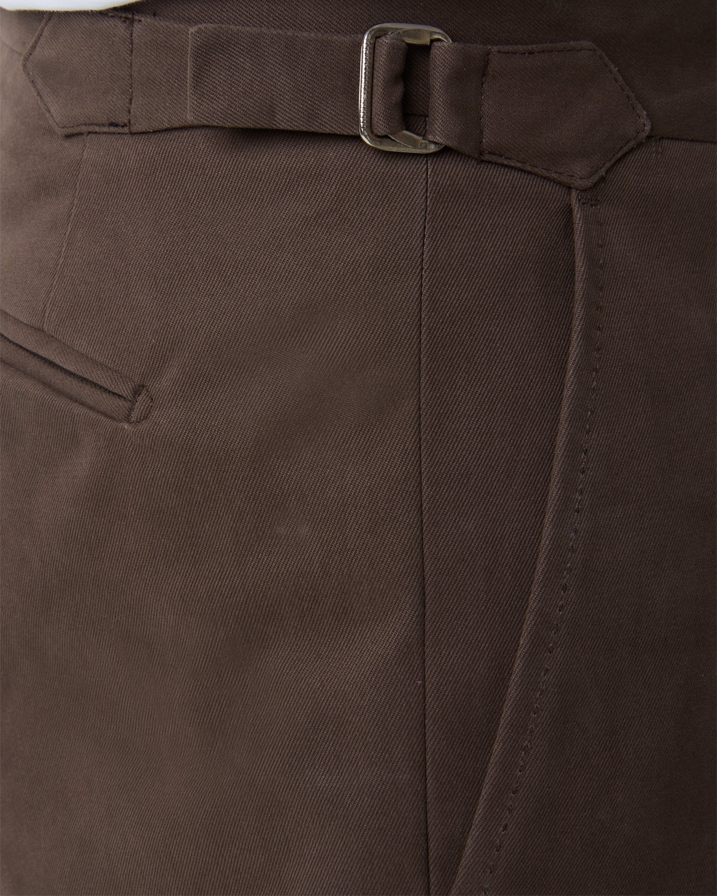 Tobacco cotton trousers with side adjusters