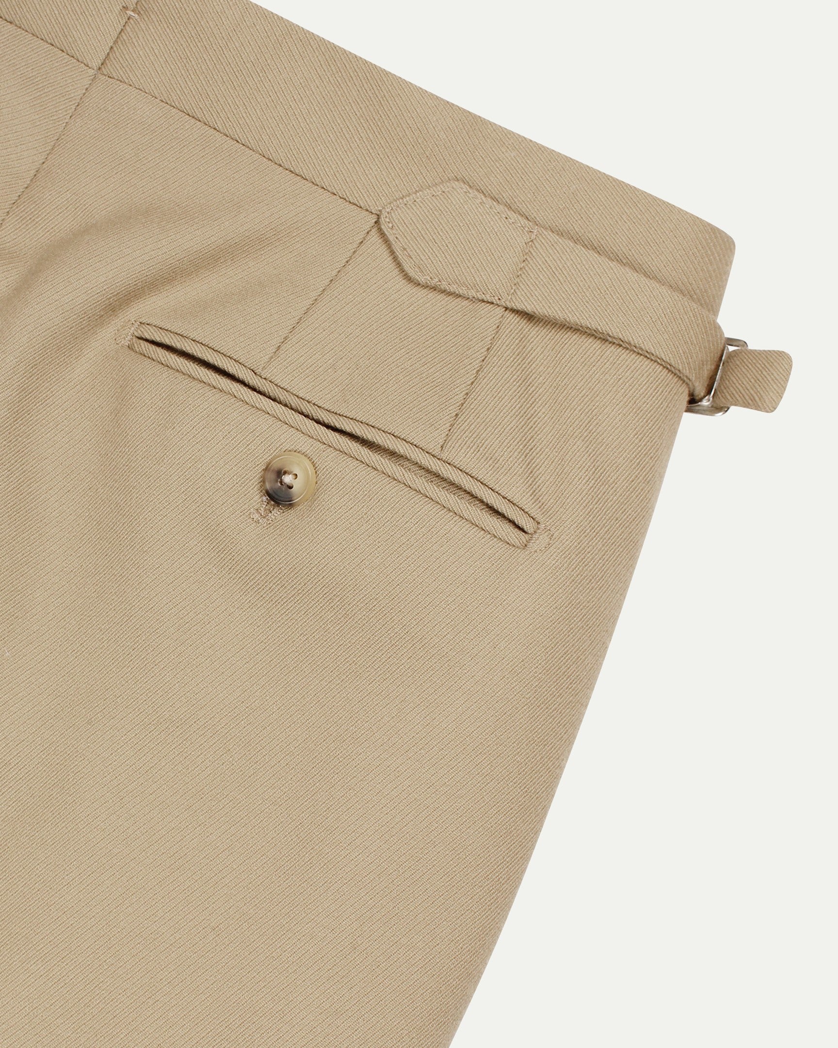 Made-To-Order Trousers in Beige Cavalry Twill