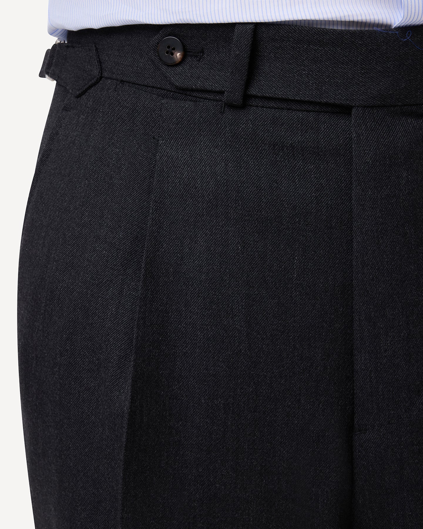 Dark grey cavalry twill trousers trousers with extended waistband