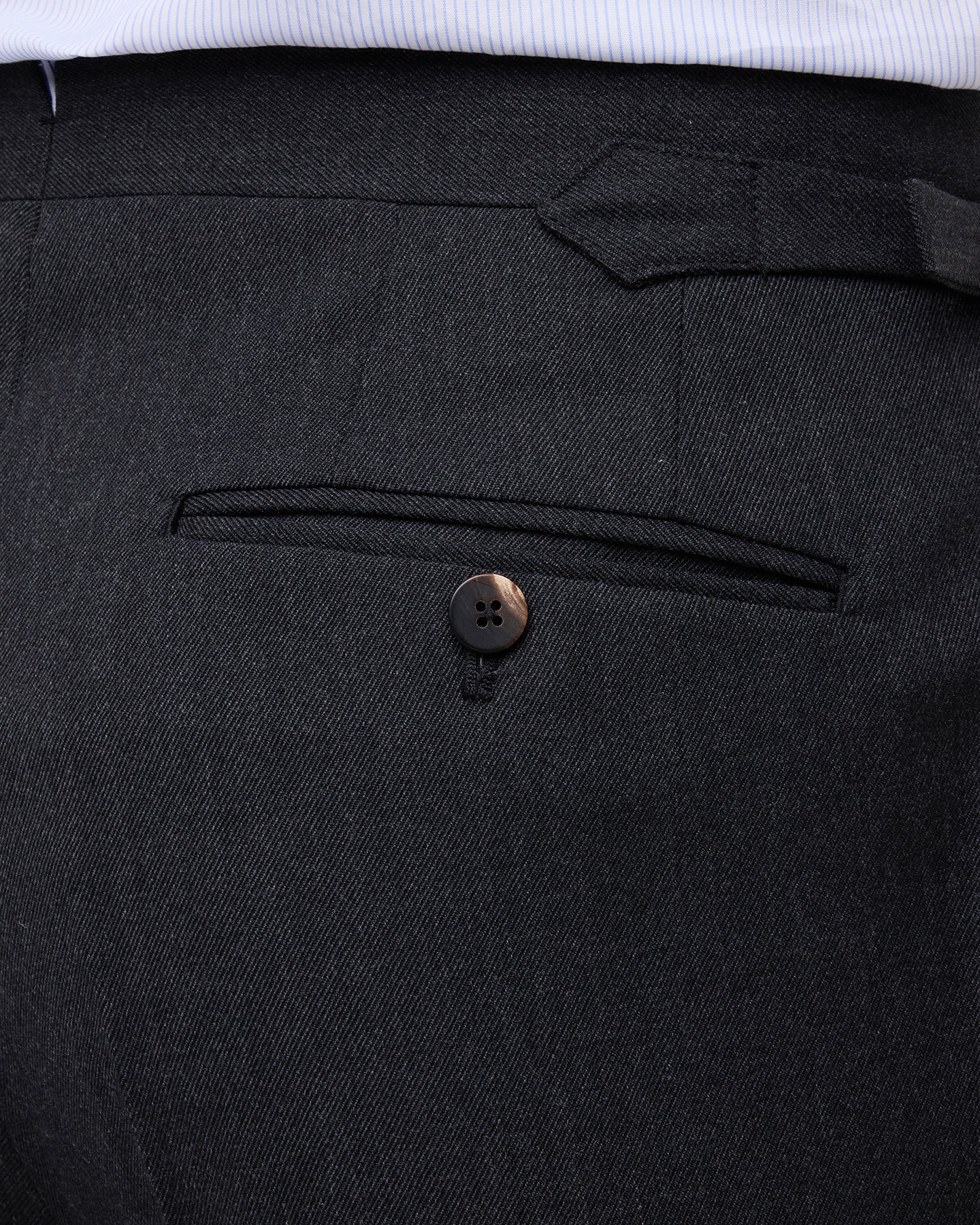 Dark grey cavalry twill trousers trousers with horn buttons