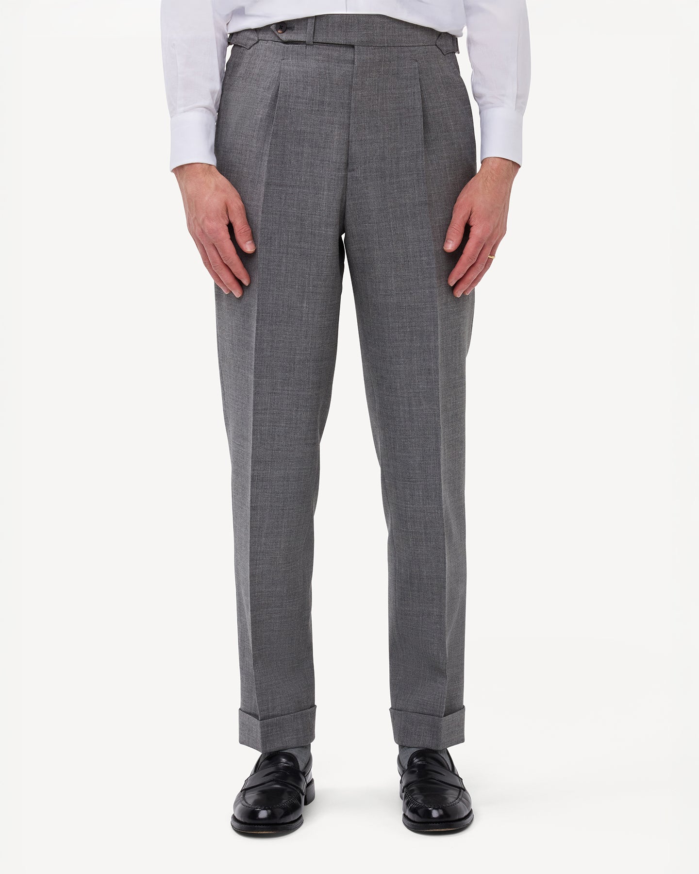 Light Grey Single Pleat Tropical Wool Trousers