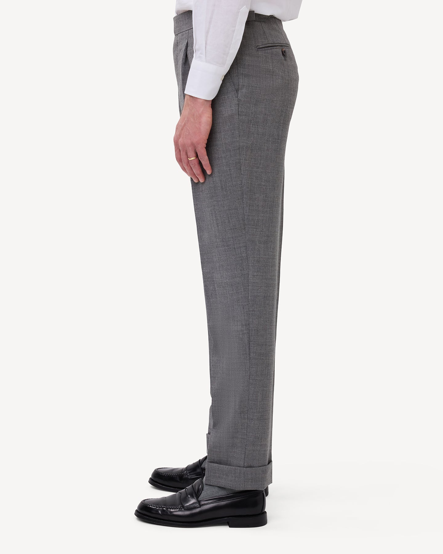 Light Grey Single Pleat Tropical Wool Trousers