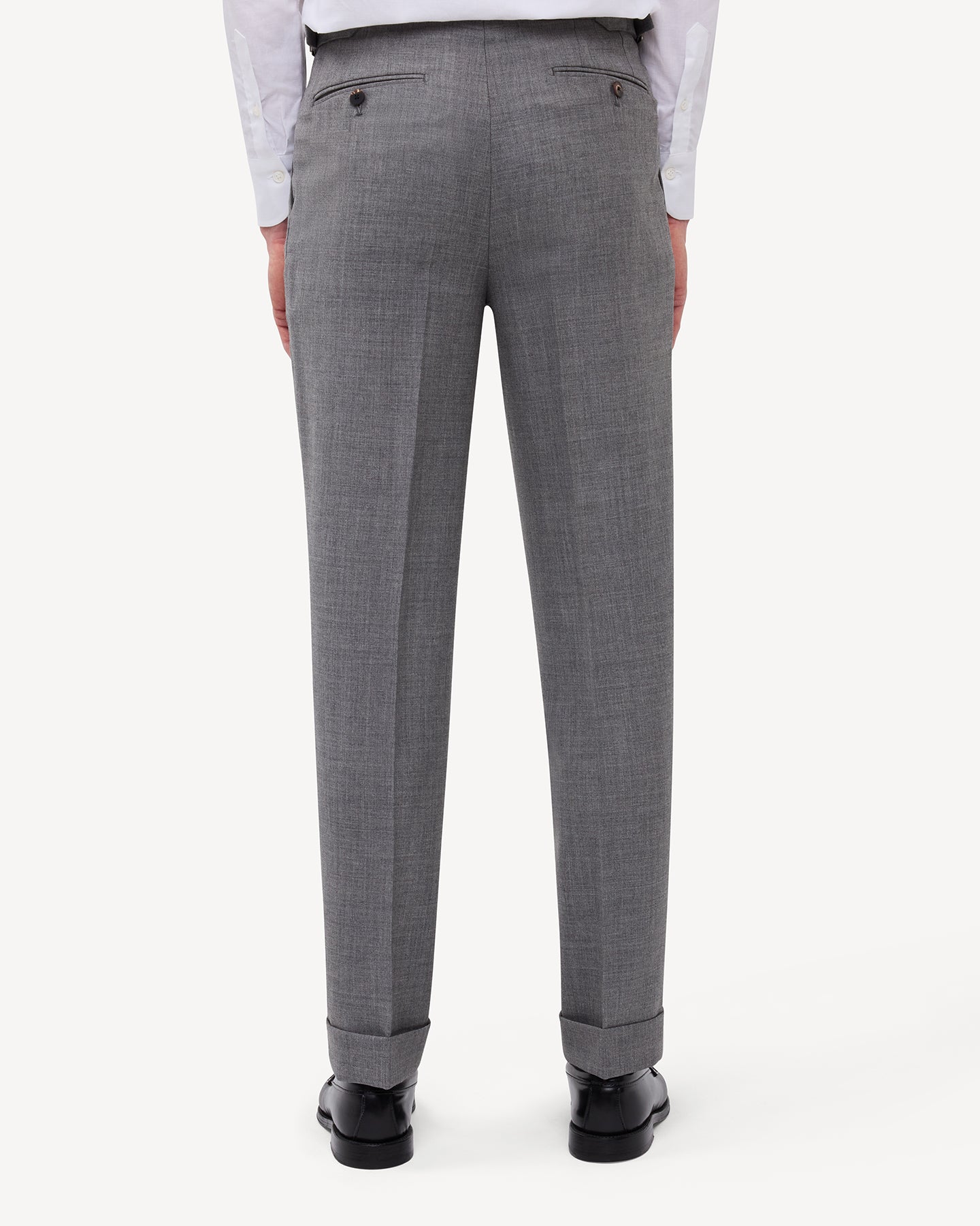 Light Grey Single Pleat Tropical Wool Trousers