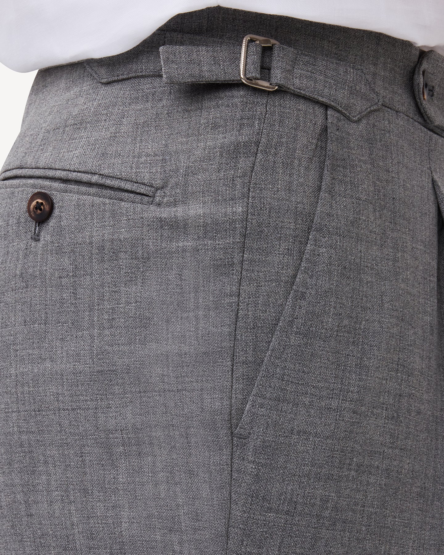 Light Grey Single Pleat Tropical Wool Trousers