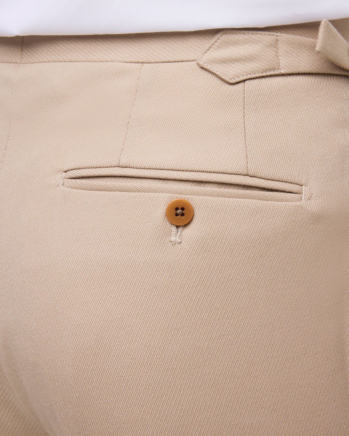 Light tan cavalry twill trousers trousers with corozo buttons