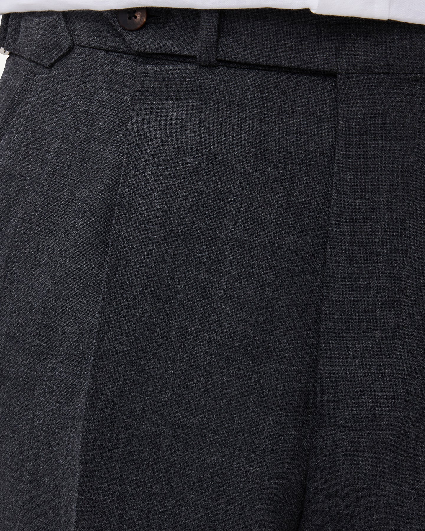 Dark Grey Single Pleat Tropical Wool Trousers