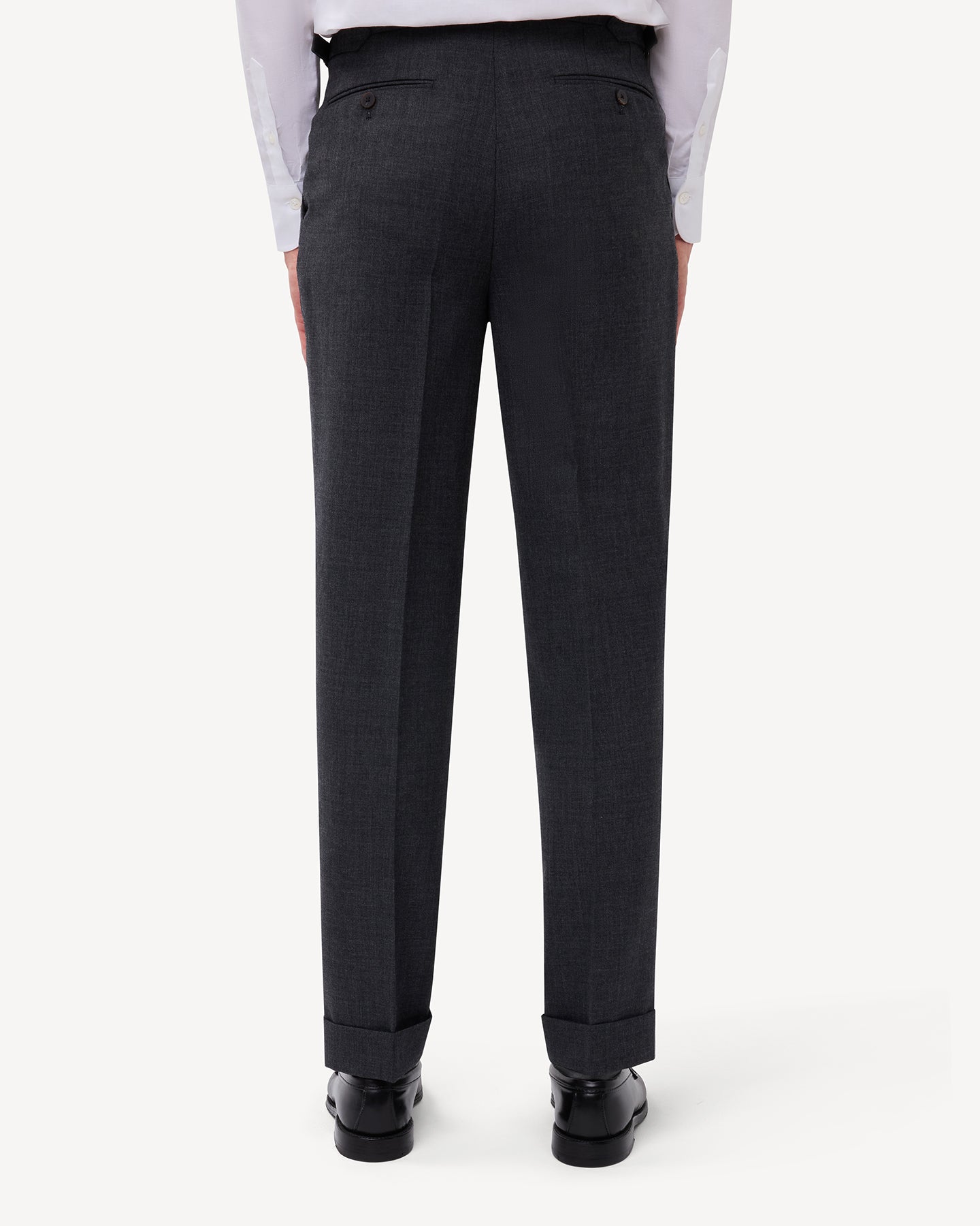 Dark Grey Single Pleat Tropical Wool Trousers