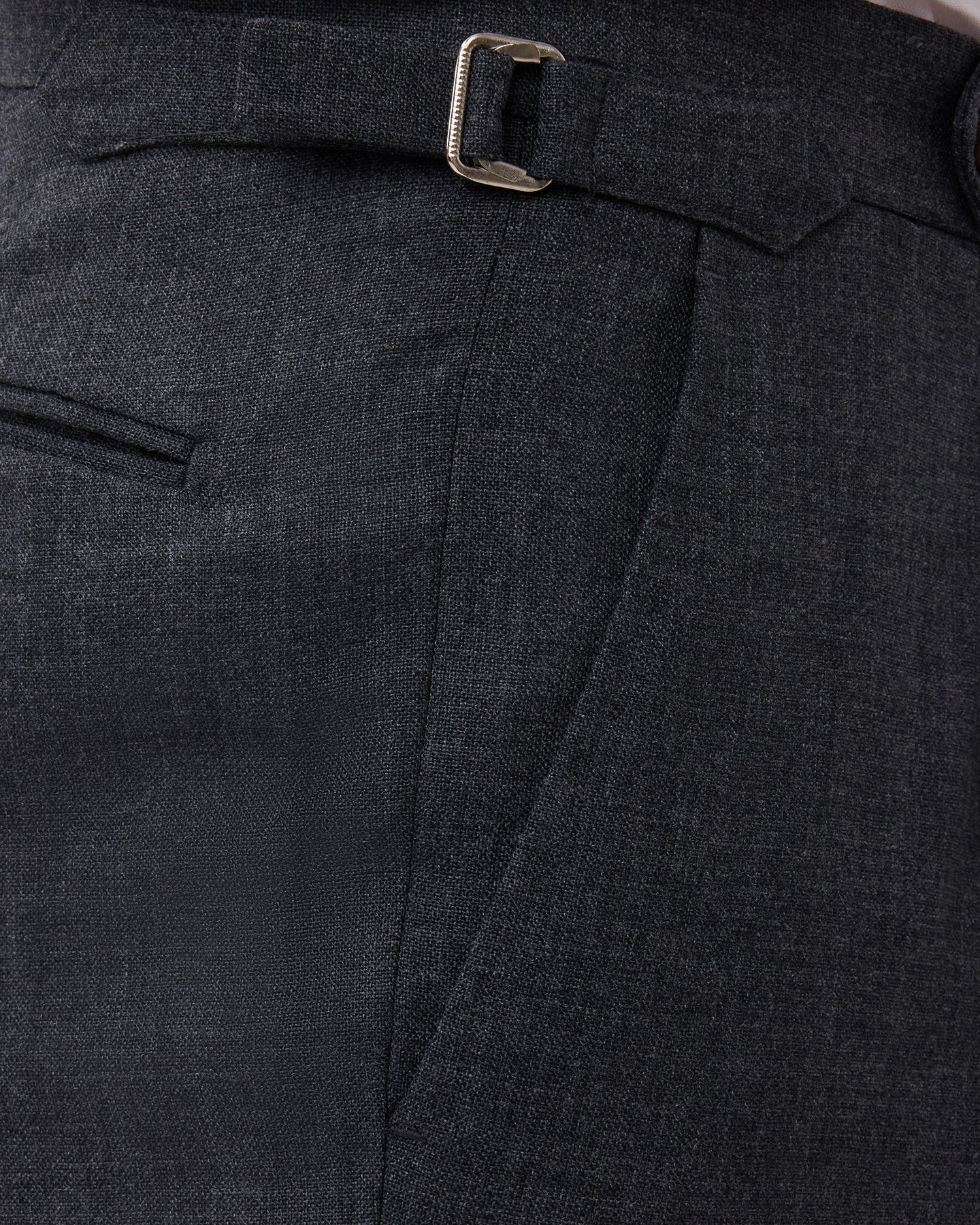 Dark Grey Single Pleat Tropical Wool Trousers