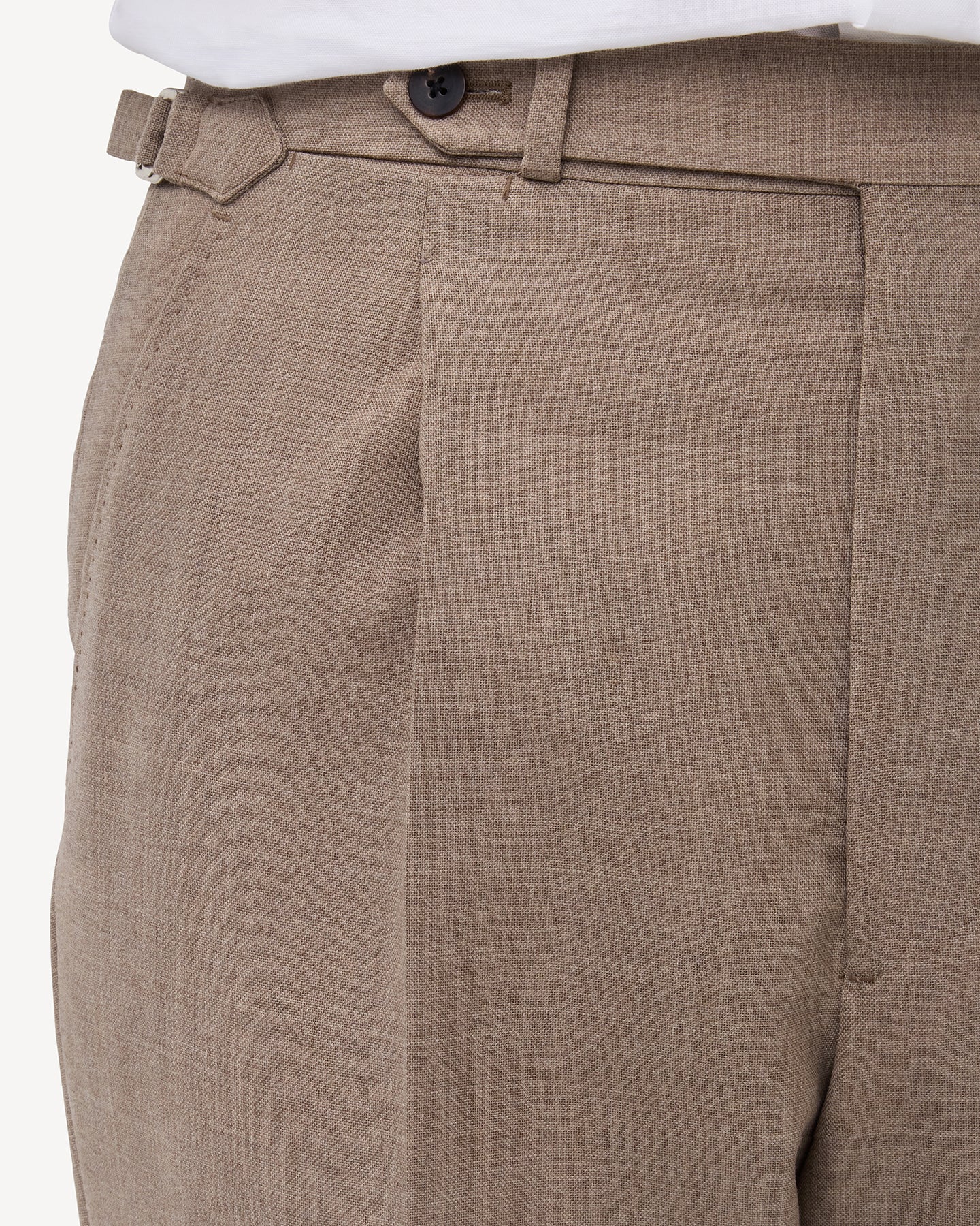 Sand Single Pleat Tropical Wool Trousers
