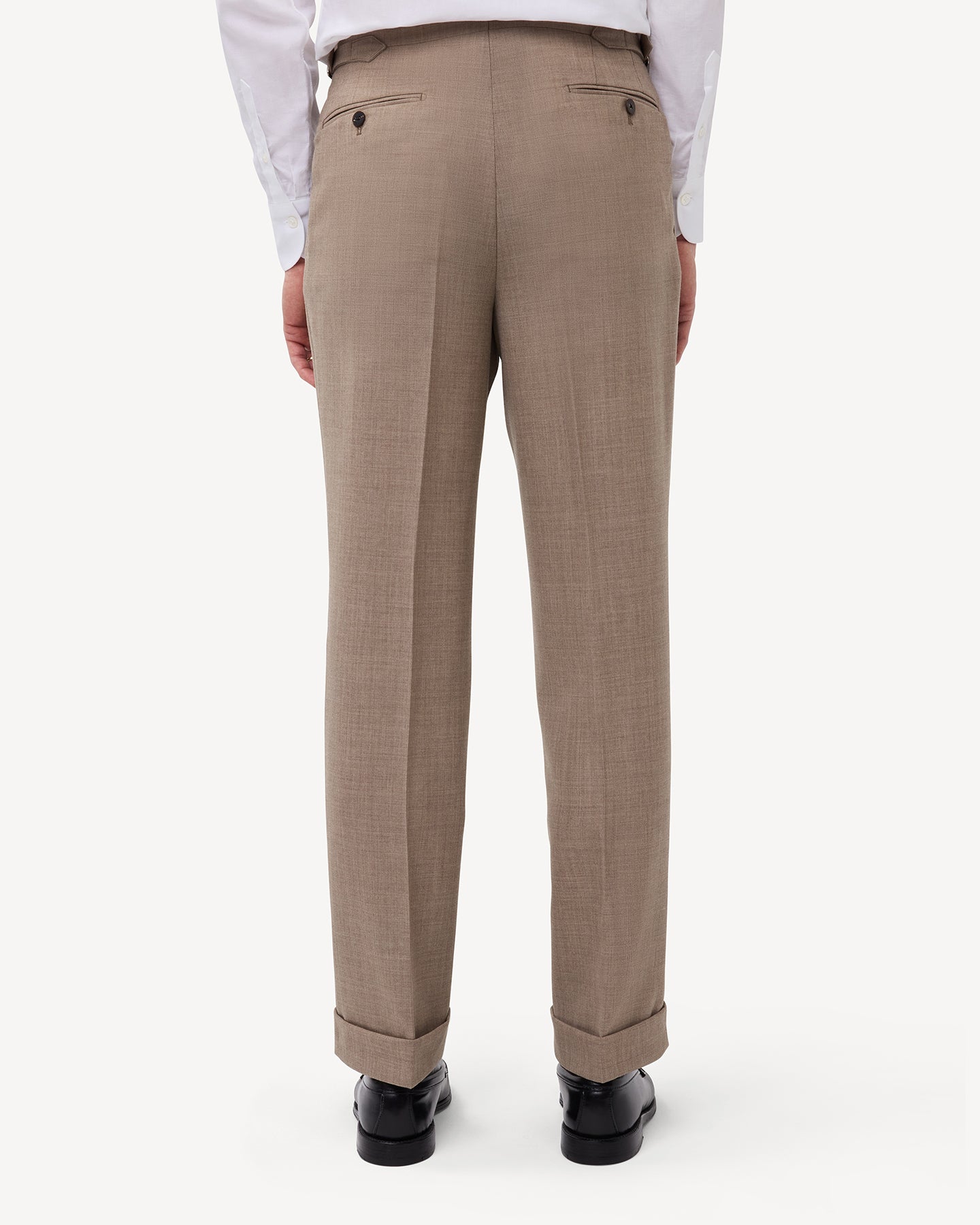 Sand Single Pleat Tropical Wool Trousers