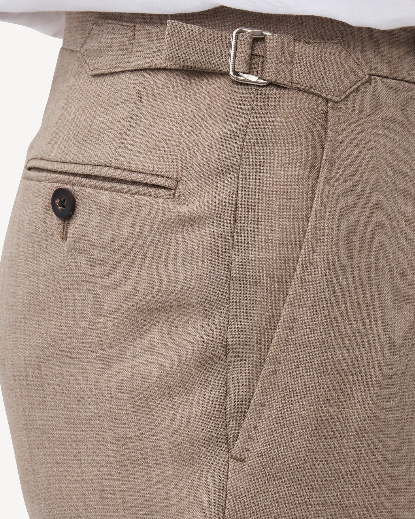 Sand Single Pleat Tropical Wool Trousers