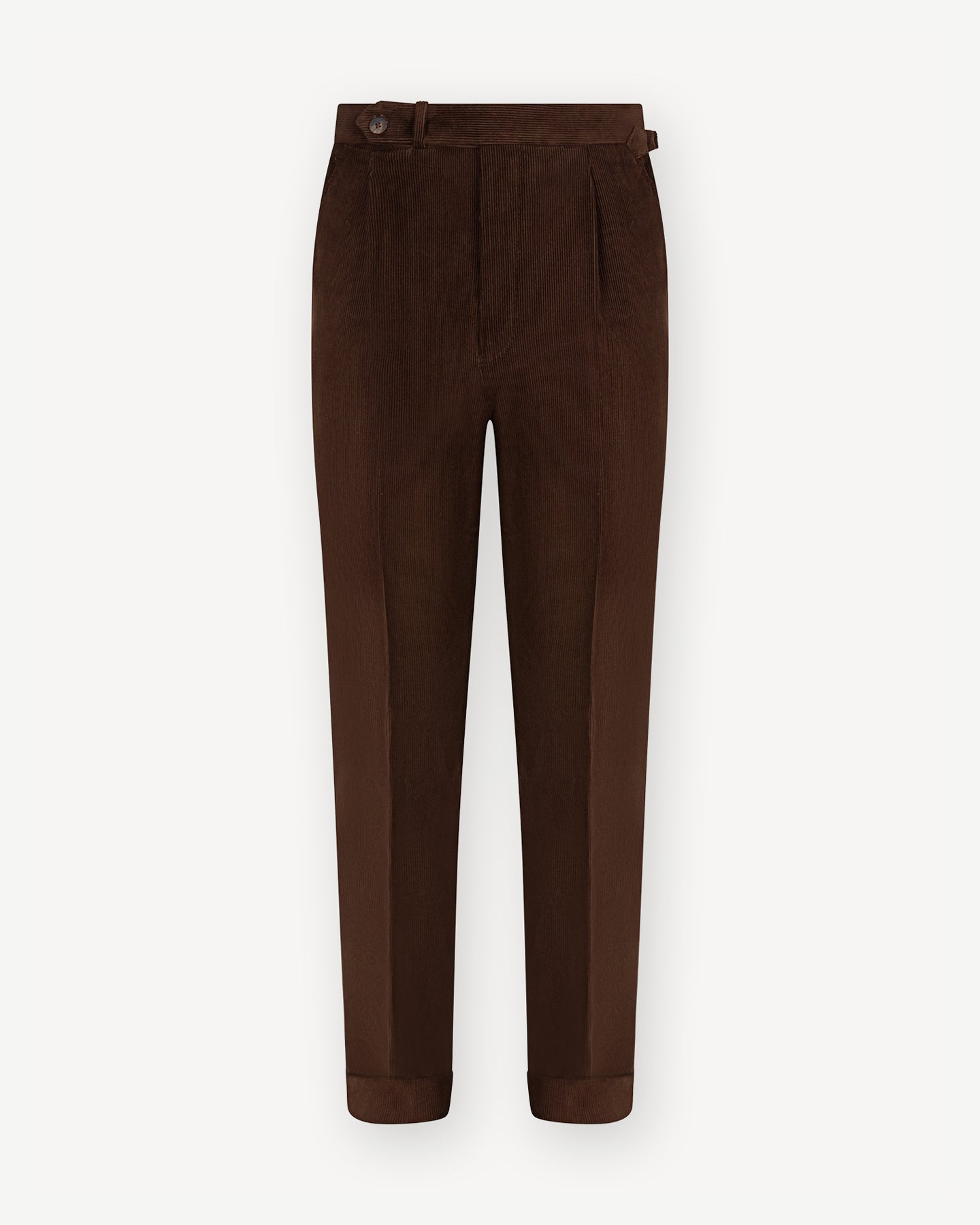 Chocolate Brown Single Pleat Corduroy Trousers