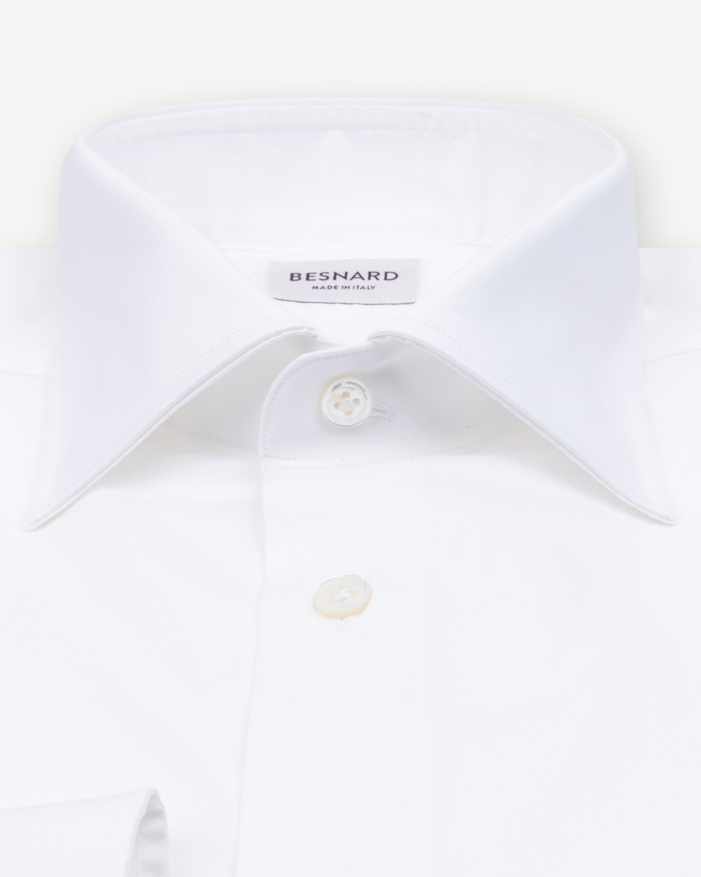 White Twill Spread Collar Shirt