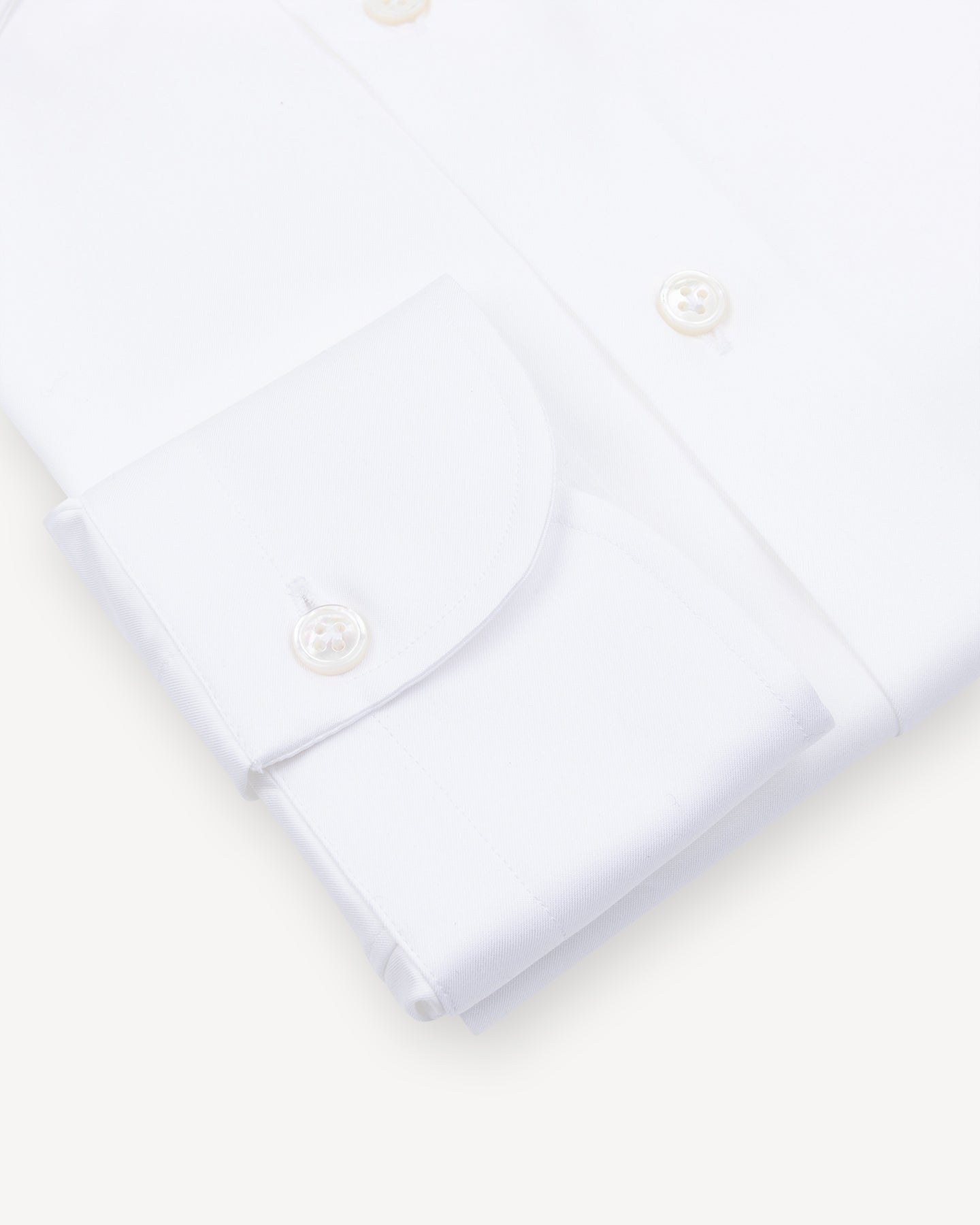 White Twill Spread Collar Shirt