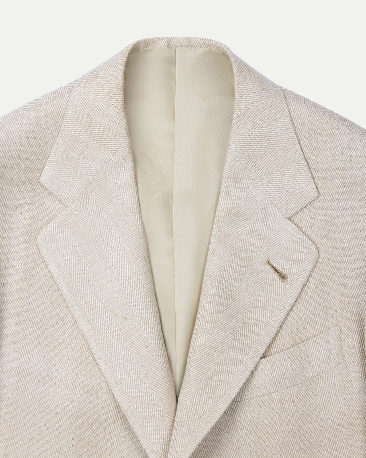 Made-To-Order Sport Coat Beige Herringbone Silk