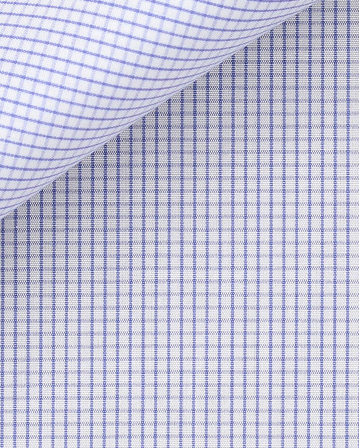 Thomas Mason Mid Blue Grid Poplin 100s