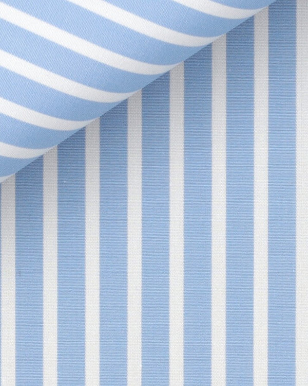 Thomas Mason Light Blue Reverse Stripe Poplin 120s