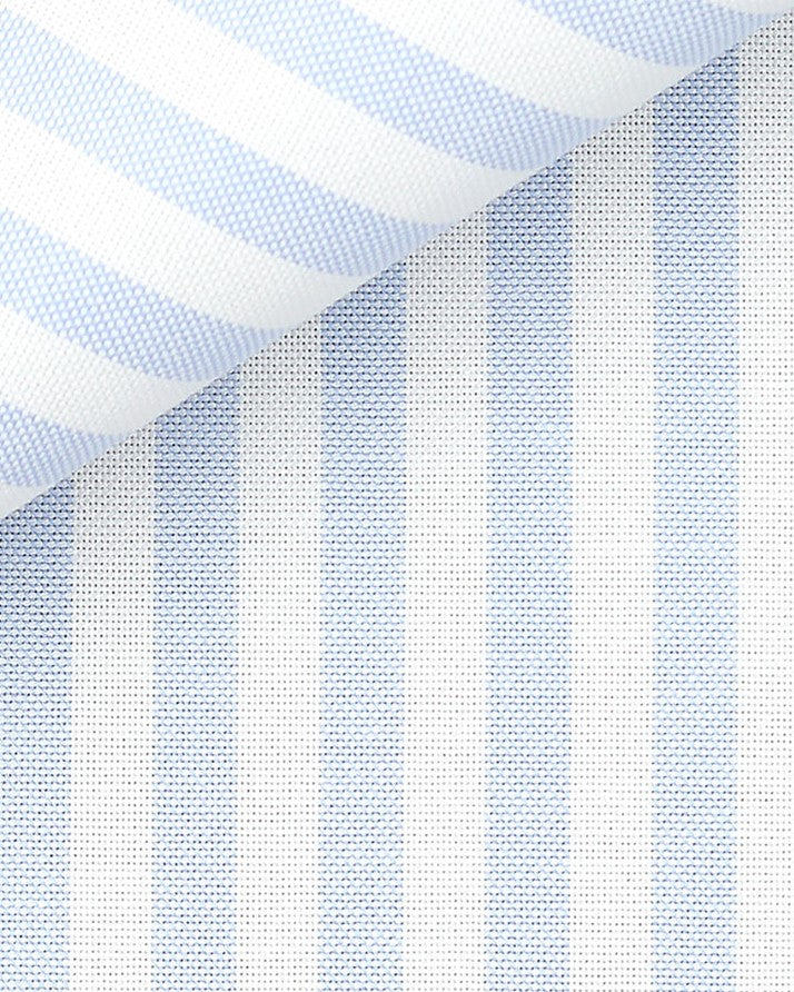 Thomas Mason Light Blue Wide Stripe Premium Oxford Cloth