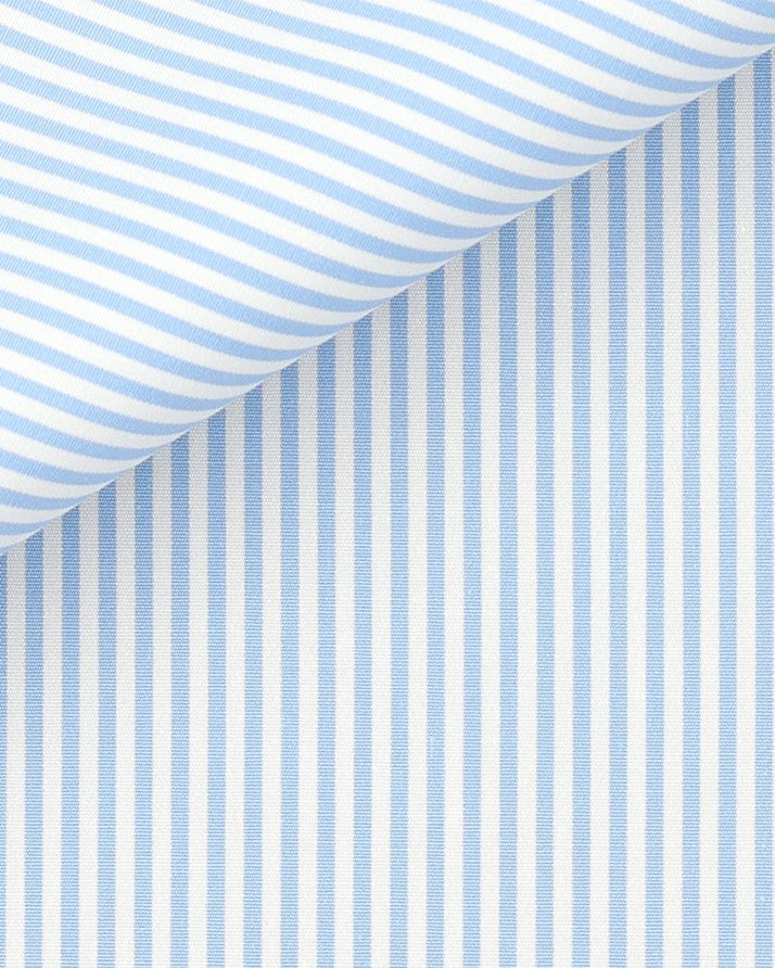 Thomas Mason Light Blue Poplin 120s Fine Bengal Stripe