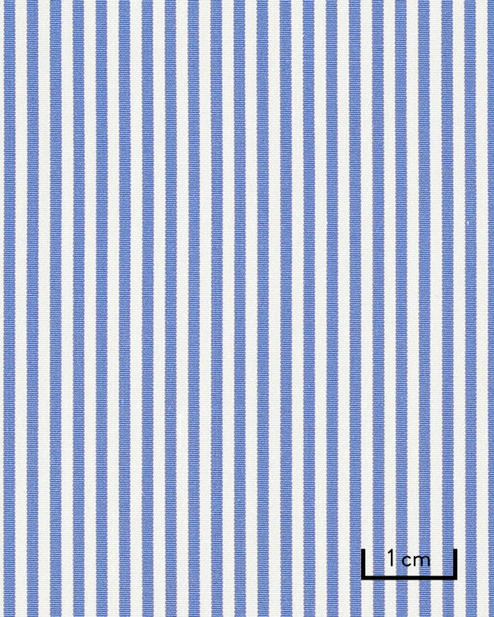 Thomas Mason Blue Poplin 120s Fine Bengal Stripe