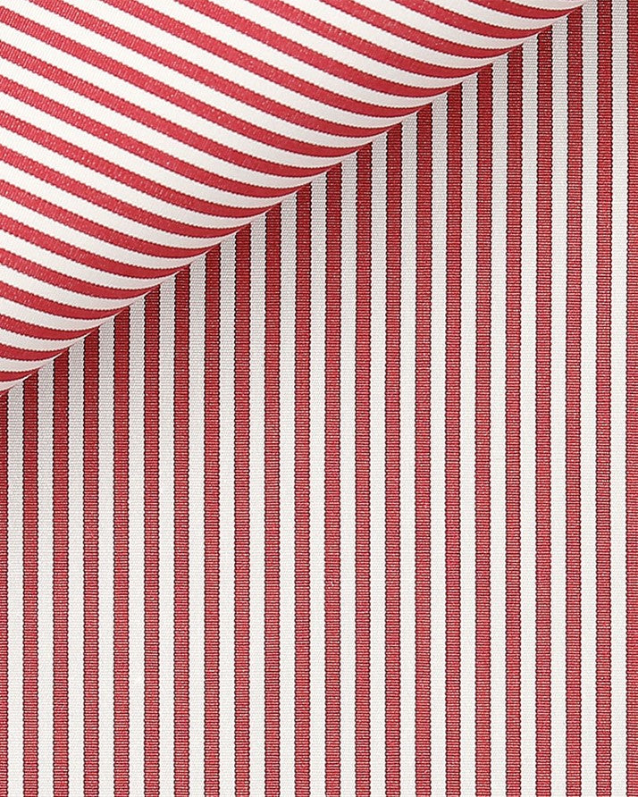 Thomas Mason Red Poplin 120s Fine Bengal Stripe