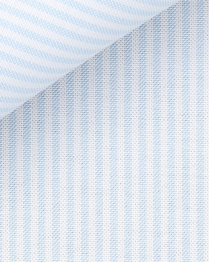 Light blue university stripe American Oxford cloth by Thomas Mason