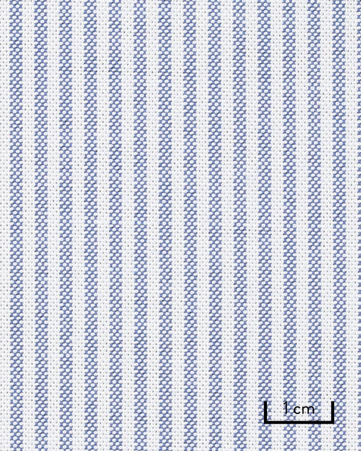 Navy university stripe American Oxford cloth by Thomas Mason