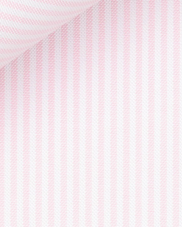 Pink university stripe American Oxford cloth by Thomas Mason