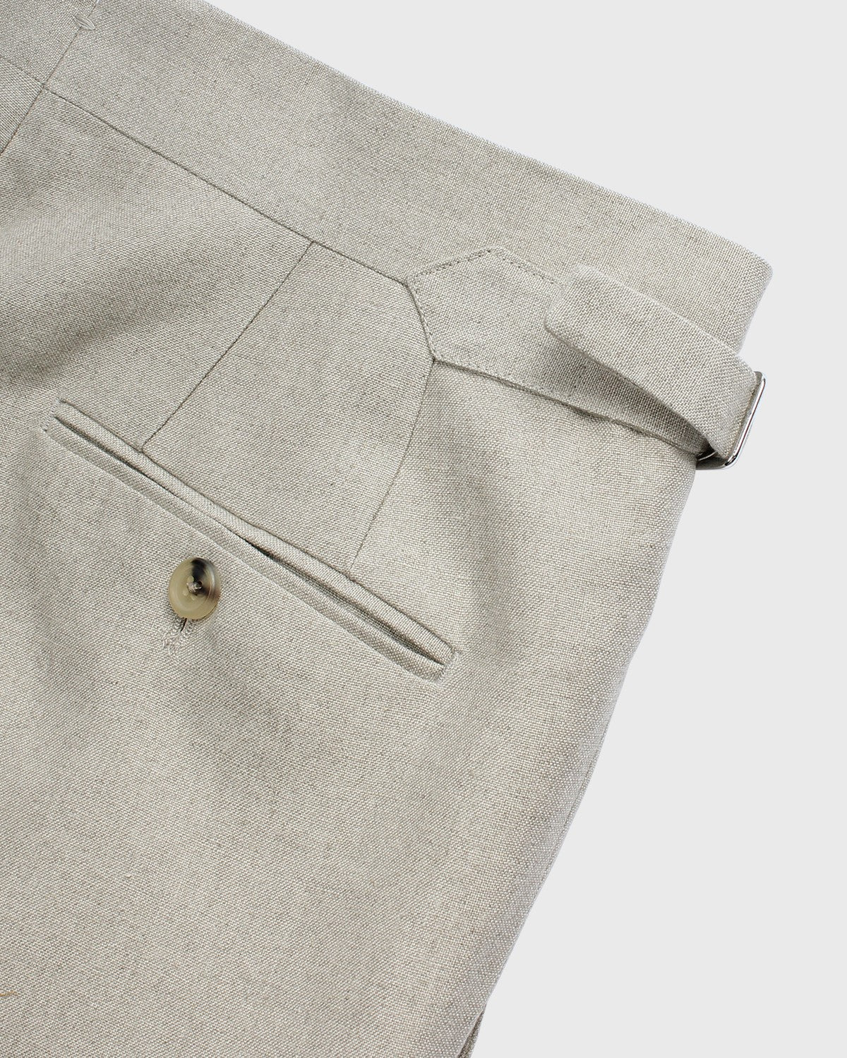 Natural Single Pleat Linen Trousers