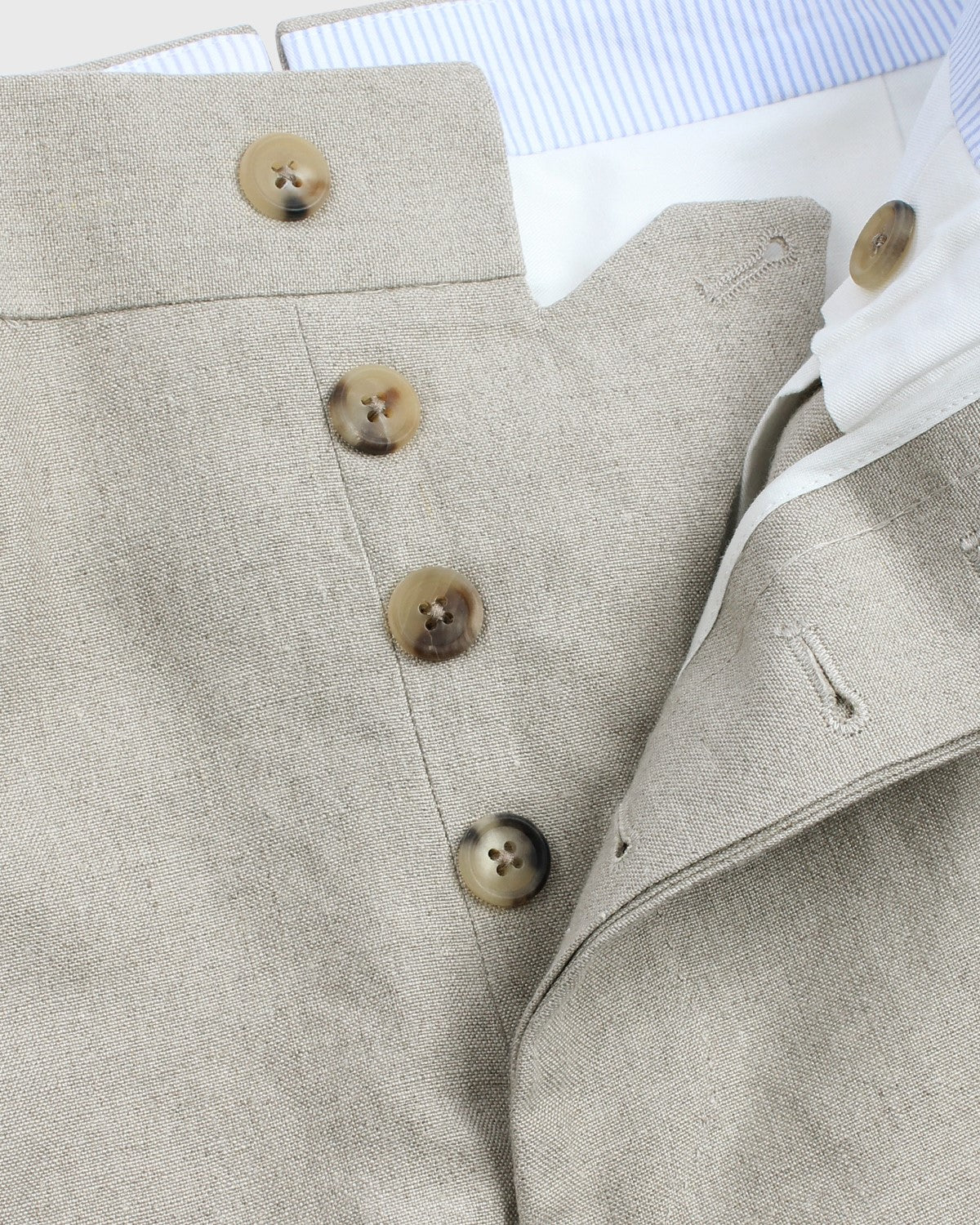 Natural Single Pleat Linen Trousers