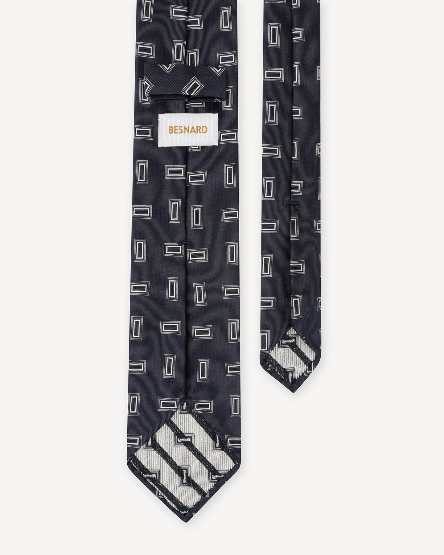 Navy Geometric Jacquard Silk Tie