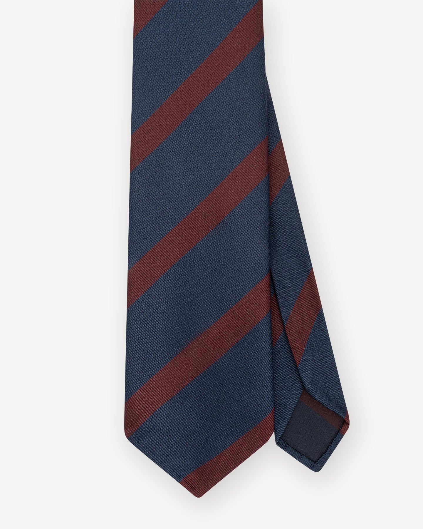 Navy and burgundy striped silk repp tie