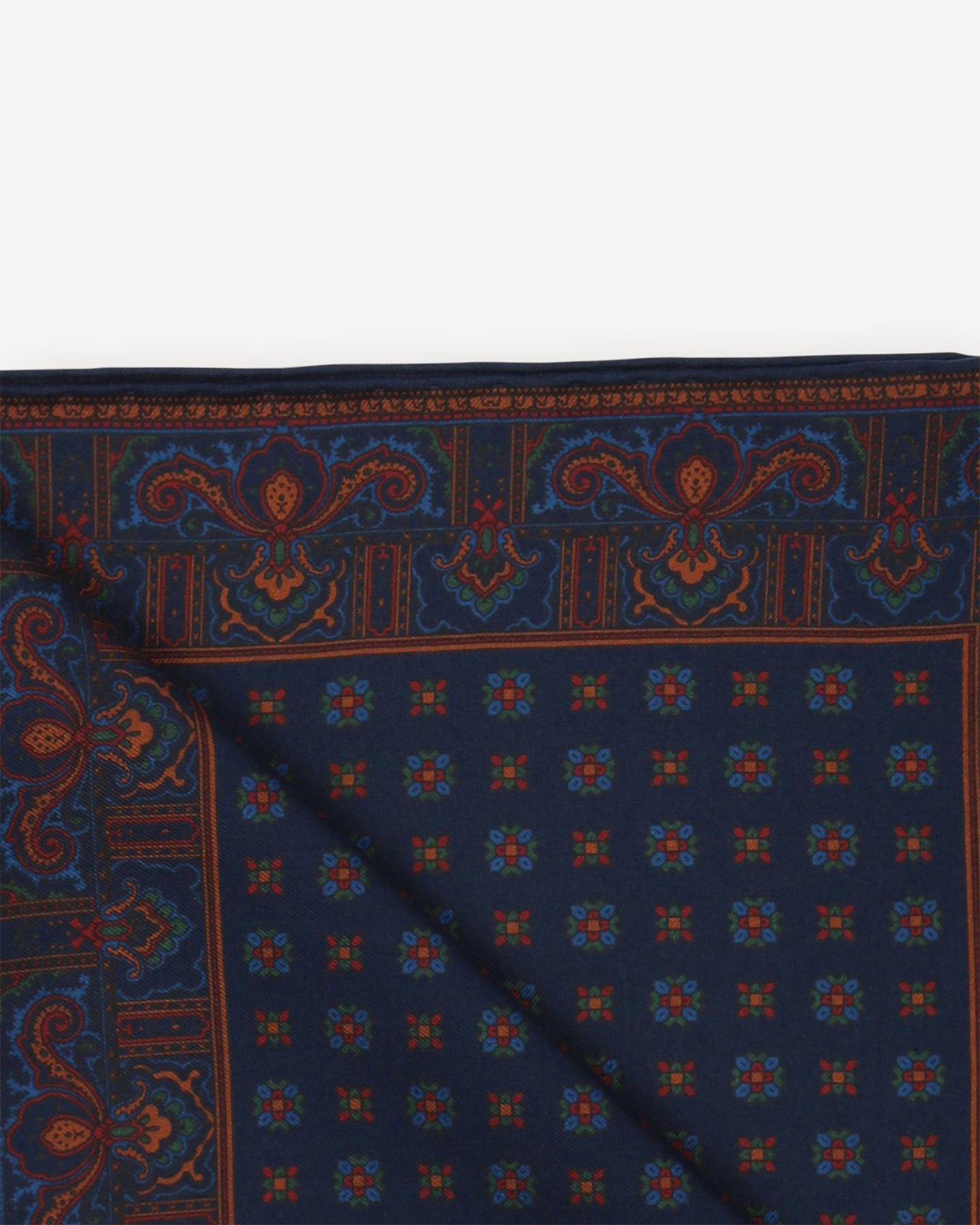 Navy Ancient Madder Pocket Square with Floral pattern