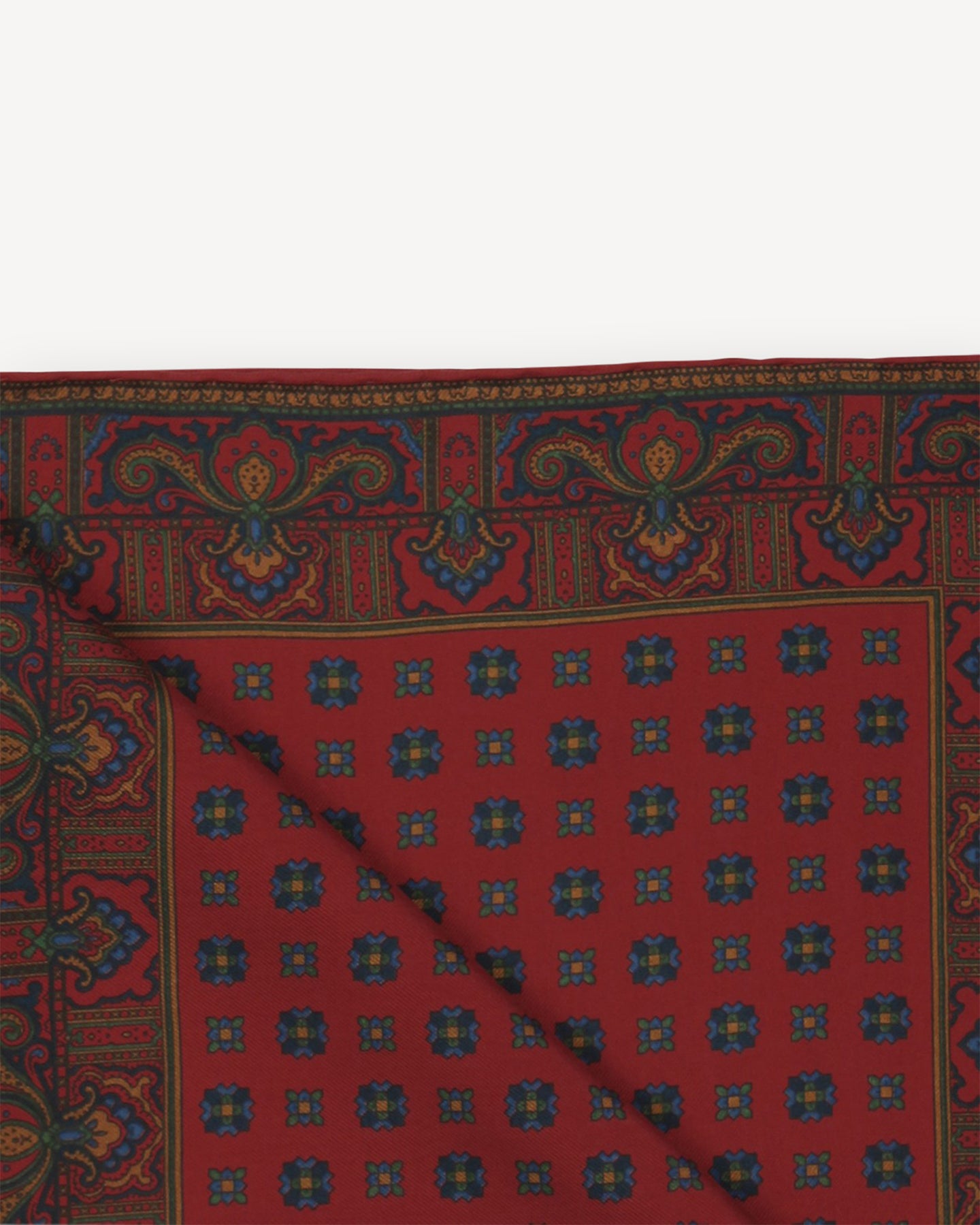 Red Ancient Madder Pocket Square with Floral pattern