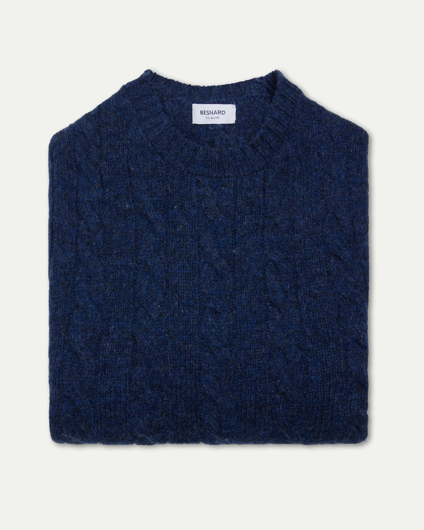 Denim Blue Shetland Wool Crewneck Sweater