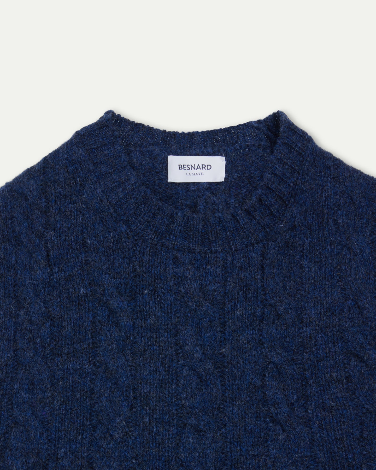 Denim Blue Shetland Wool Crewneck Sweater