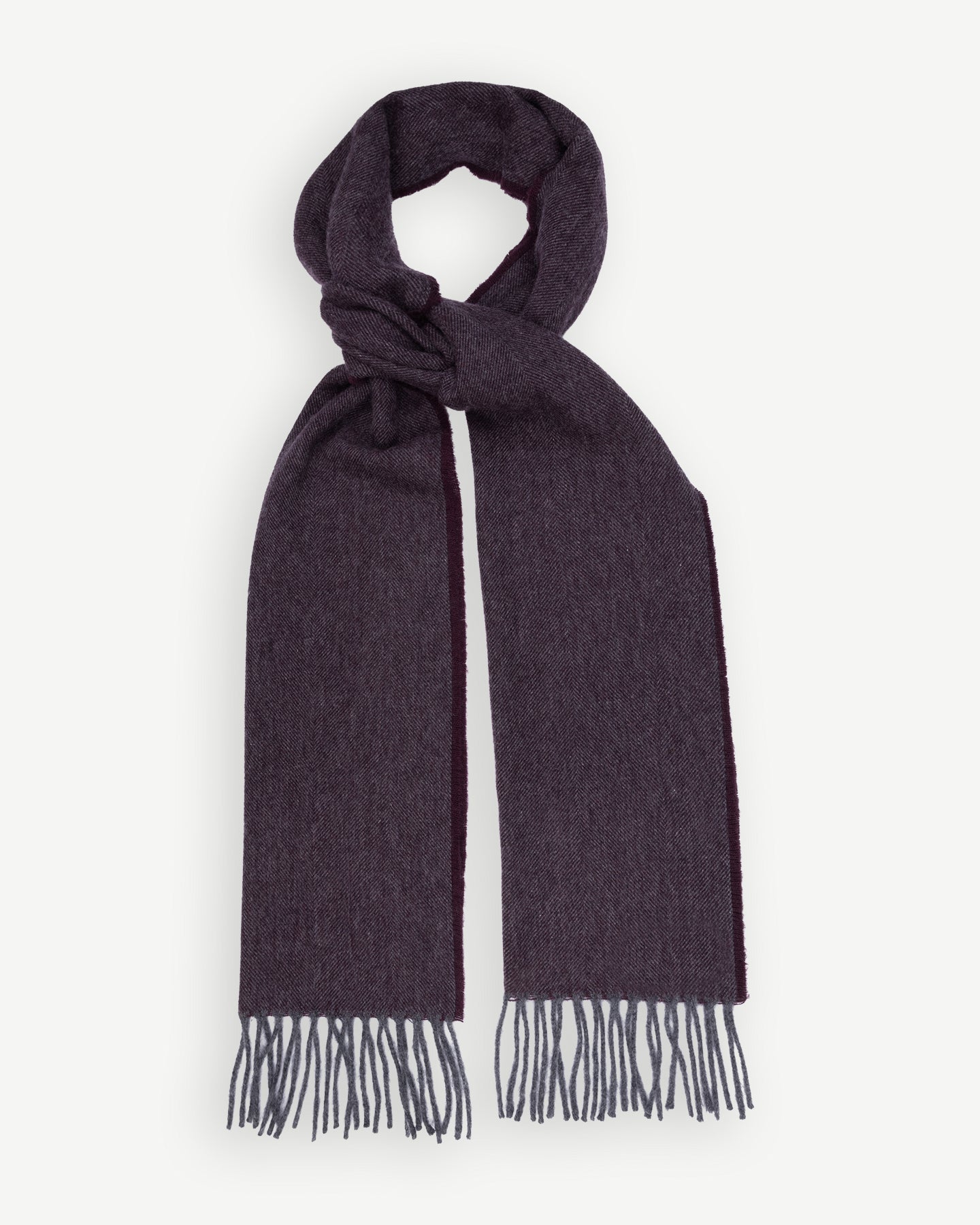 Aubergine/eggplant Herringbone Cashmere Scarf