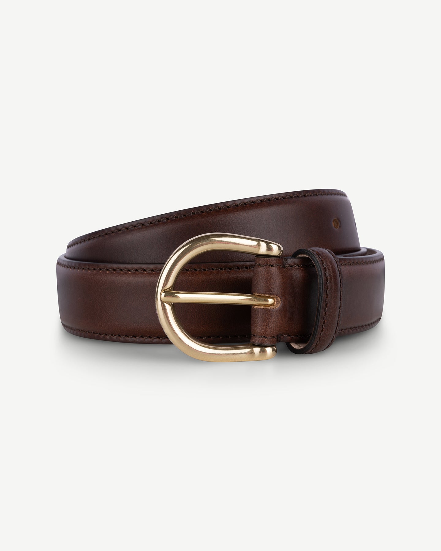 Dark brown leather dress belt