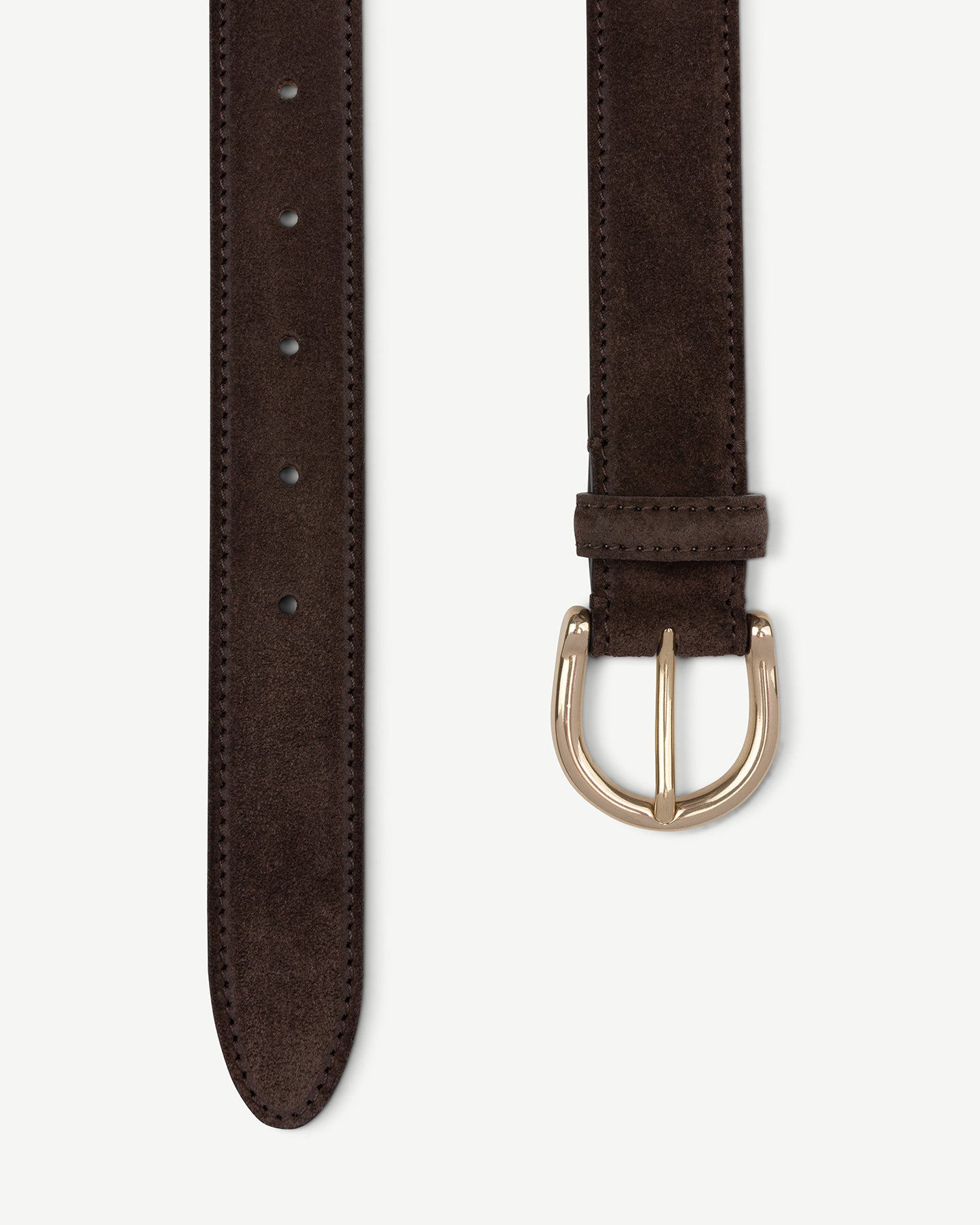 Dark brown suede dress belt with solid brass buckle