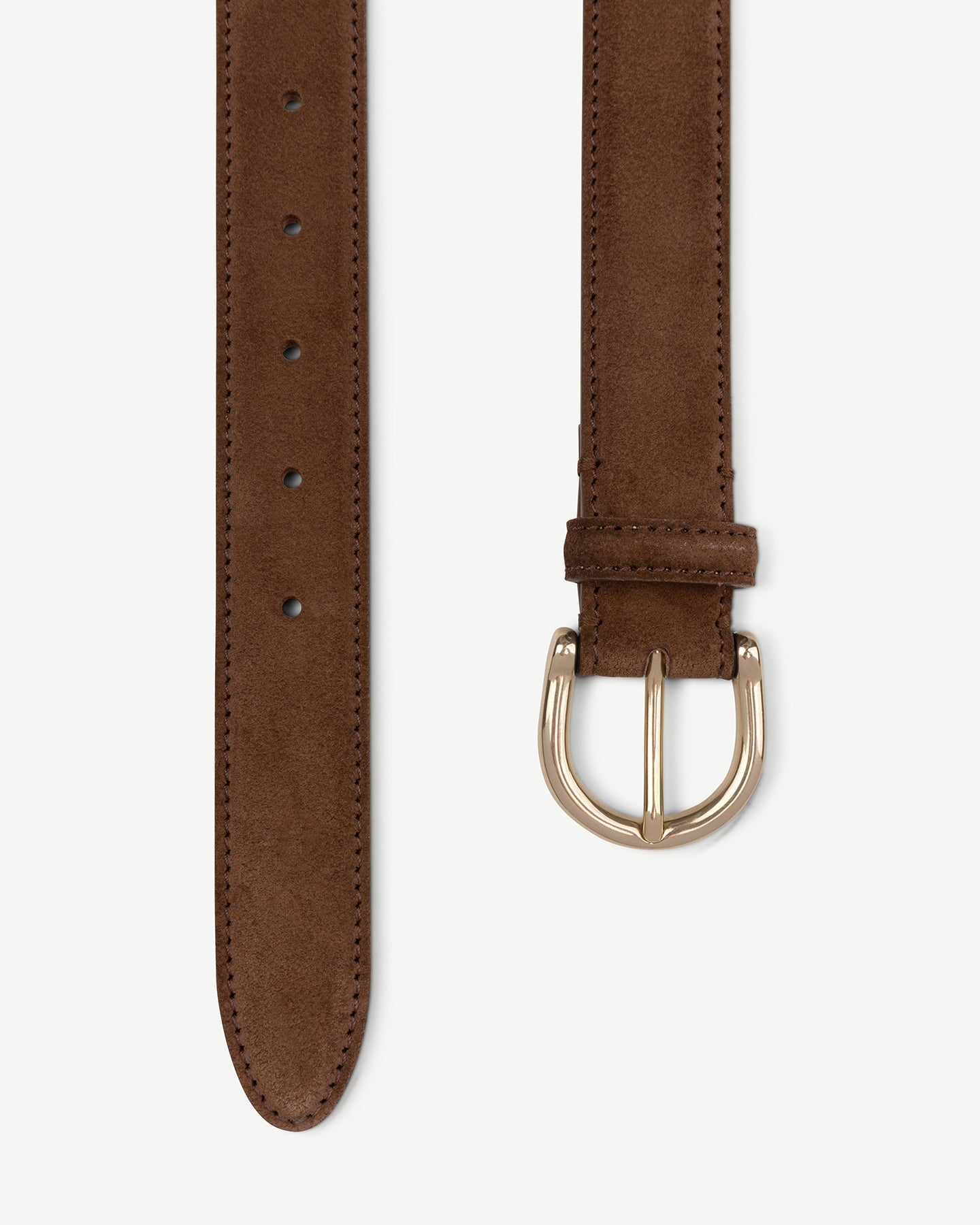Snuff suede dress belt with solid brass buckle