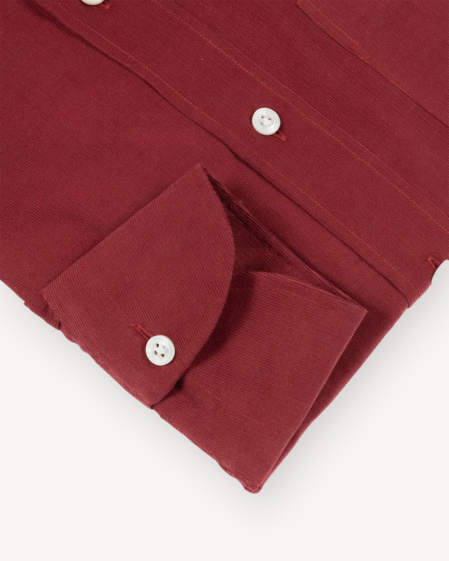 Burgundy Red Fine Wale Corduroy Shirt with single cuffs